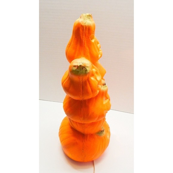 Gemmy Halloween Stacked Jack O Lantern Pumpkin Faces Foam Lighted 15 In Works - Picture 3 of 15